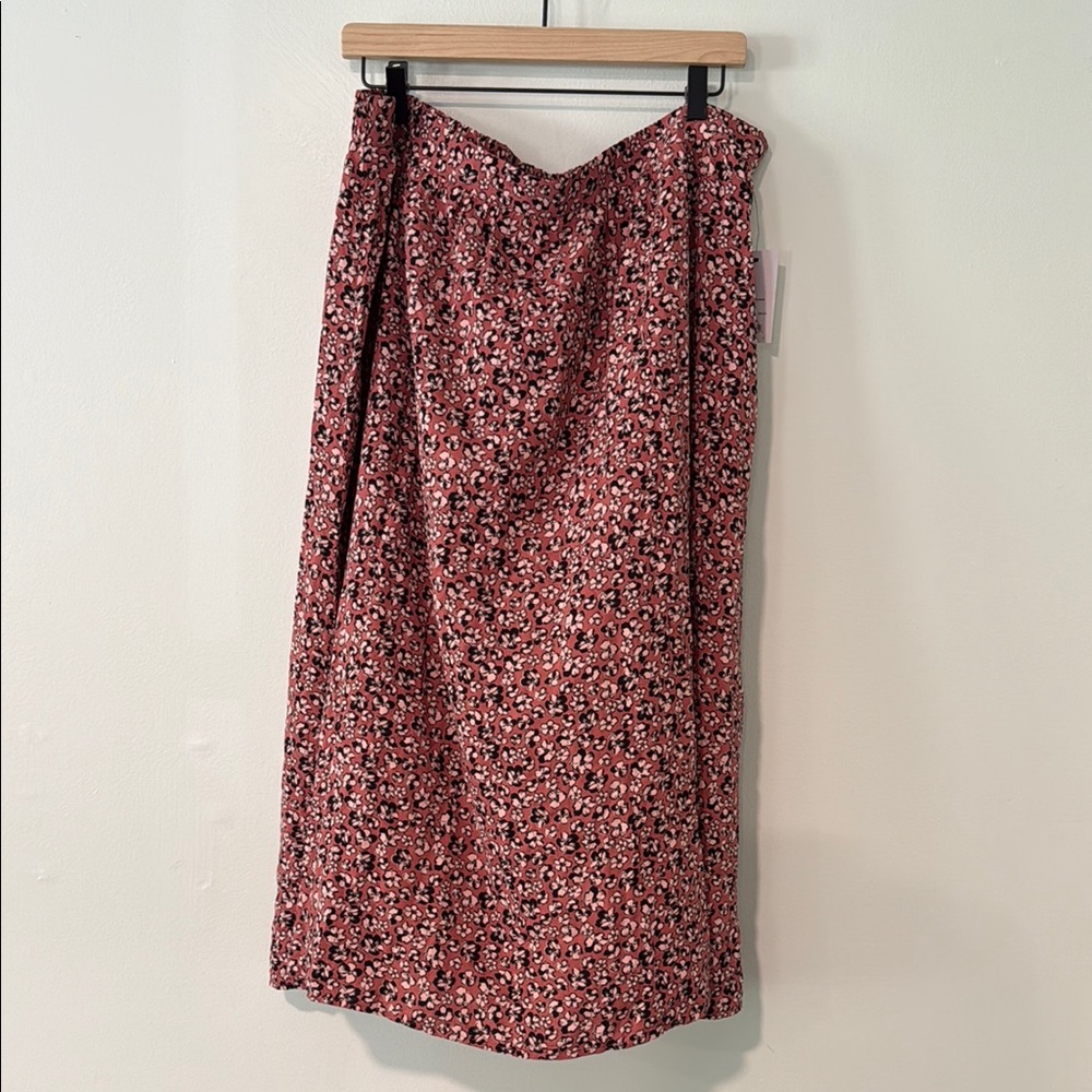 Nine West Pink and Black Ruched Pencil Skirt Midi Length